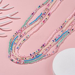 夏のジュエリーウエストビーズ  ガラスシードビーズボディチェーン  女性の女の子のためのビキニジュエリー  ミックスカラー  31.5~31.7インチ（80~80.5cm）&nbsp;NJEW-C00025