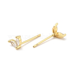 Cubic Zirconia Oval Stud Earrings&nbsp;EJEW-G297-13G-01