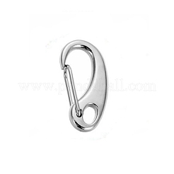 アロイプッシュゲートスナップキーホルダークラスプのパーツ  自動閉鎖式留め金  プラチナ  32x17mm&nbsp;PW-WG03418-01