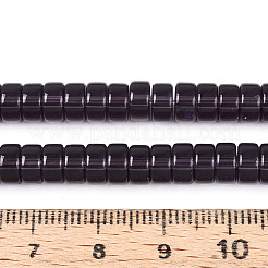 透明ガラスビーズ連売り  フラットラウンド  インディゴ  6~6.5x3~3.5mm  穴：0.8mm  約114~116個/連  14.76~14.96インチ（37.5~38cm）&nbsp;GLAA-N028-3x6mm-04