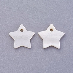 シェルペンダント  染め  スターのチャーム  ホワイト  12x2mm  穴：1.2mm&nbsp;BSHE-P026-01D