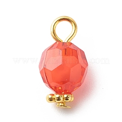 透明なアクリルパーツ  多面カット  ゴールデントーンの鉄と合金のパーツ  ラウンド  ミックスカラー  14x7.5mm  穴：2mm&nbsp;PALLOY-JF01811