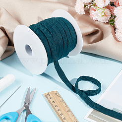 平らなポリコットン中空コード1ロール  靴紐作り  洋服アクセサリー  プラスチックスプール1個付き。  濃い緑  10mm  約27.34ヤード（25m）/ロール&nbsp;OCOR-BC0005-99C