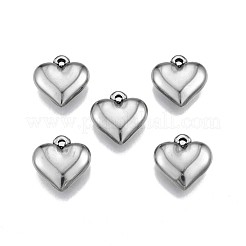 変色しない201ステンレススチールペンダント  ハート  ステンレス鋼色  17x17x5mm  穴：1.6mm&nbsp;STAS-N099-03B