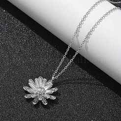 304 Stainless Steel Sunflower Pendant Cable Chain Necklaces for Women&nbsp;NJEW-R011-02P