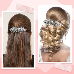 2Pcs 2 Style Flower Crystal Rhinestone Hair Barrettes&nbsp;OHAR-GF0001-25