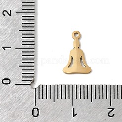 304ステンレススチールチャーム  ヨガ  鉛フリー＆カドミウムフリー＆ニッケルフリー  ゴールドカラー  12x7.5x1mm  穴：1mm&nbsp;STAS-H247-05G