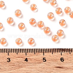 ガラス玉  色の内側  丸い穴  ラウンド  ライトサーモン  4x3mm  穴：1.4mm  7650個/ポンド&nbsp;SEED-H002-J-A707