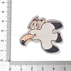 印刷されたアクリルパーツ  航海テーマ  猫の形をしたカモメのチャーム付き  ホワイト  38x40.5x4mm  穴：2mm&nbsp;AC-E001-01A