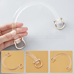 2個2スタイルアクリルバッグハンドル  合金リング付き  半円  バッグアクセサリー用  透明  9x14.1x1.2cmと10.5x16x1.2cm  1個/スタイル&nbsp;FIND-WR0001-64