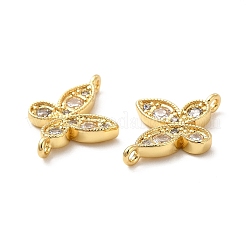 Rack Plating Brass Pave Cubic Zirconia Connector Charms&nbsp;KK-D087-04G