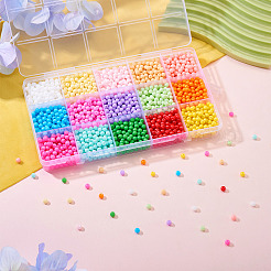 2400Pcs 15 Colors Opaque Baking Paint Glass Beads&nbsp;DGLA-TA0001-25