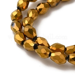 電気メッキガラスビーズセット  多面カット  ティアドロップ  金メッキ  7x5mm  穴：1mm  約65~67個/連  18~18.5インチ（45.5~46.9cm）&nbsp;X-EGLA-D017-7x5mm-3