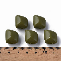 不透明なアクリルビーズ  ポリゴン  ダークオリーブグリーン  17.5x15.5x11mm  穴：2mm  約230個/500g&nbsp;MACR-S373-15A-A11