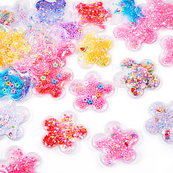 塩ビ樹脂カボション  スパンコール付き/スパンコール  花  スナップヘアクリップ作成用  ボビーピンアクセサリーのDIY  ミックスカラー  51x53x4mm&nbsp;KY-TAC0002-06