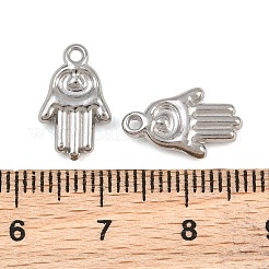 304ステンレススチールチャーム  ハムサの手のチャーム  ステンレス鋼色  14.5x9x3mm  穴：1.2mm&nbsp;SA-CBA9E6A-04P