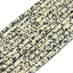 天然石ダルメシアンジャスパービーズ連売り  艶消し  ディスクビーズ  ヒシビーズ  4x1.5mm  穴：0.8mm  約239~241個/連  15.35インチ（39cm）&nbsp;G-P575-B03-4x1mm