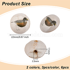 6Pcs 2 Colors Porcelain Buttons&nbsp;BUTT-OC0001-60