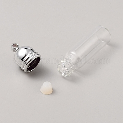 ガラスの願いのボトルペンダント  アセチル化パーツを伴う  透明  42x12mm  穴：2.5mm&nbsp;FIND-WH0160-68