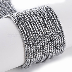 電気メッキガラスビーズ連売り  多面カット  ロンデル  プラチナメッキ  2mm  穴：0.5mm  約192~194個/連  12.99~13.39インチ（33~34cm）&nbsp;EGLA-S174-23D-06