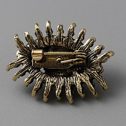 ガラスシードビーズ付きプラスチックパールアイブローチ  バックパック服の合金バッジ  アンティークブロンズ  26x21x12mm&nbsp;JEWB-WH0023-56