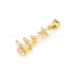 Christmas Brass Micro Pave Cubic Zirconia Pendants&nbsp;KK-K411-03G