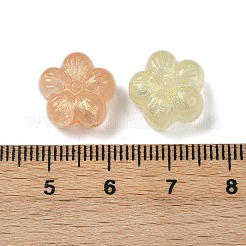 明るい透明なアクリルビーズ  スモモの花  グリッターパウダー付き  ミックスカラー  12.5x13x8mm  穴：2mm&nbsp;X-OACR-B031-14