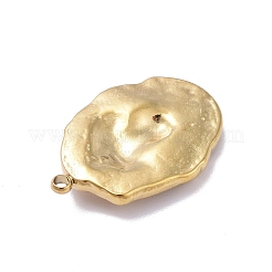 イオンプレーティング（IP）304ステンレスペンダント  女性のチャーム付きオーバル  ゴールドカラー  22.5x15x3.7mm  穴：1.5mm&nbsp;STAS-E187-02G