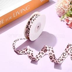 ポリエステルリボン  ヒョウプリント模様  洋服アクセサリー用  ピンク  5/8インチ（15mm）  約10.00ヤード（9.14m）/ロール&nbsp;OCOR-TADJ0001-08A