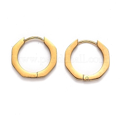 304ステンレススチール製八角形フープピアス  ゴールドカラー  16x17.5x3mm  ピン：1mm&nbsp;STAS-J033-04B-G