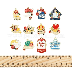 24Pcs 12 Styles Mother's Day Theme Alloy Enamel Pendants&nbsp;ENAM-FS0002-77