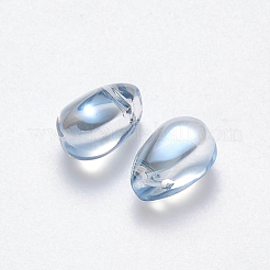 透明スプレー塗装ガラスチャーム  ABカラーメッキ  ティアドロップ  ライトブルー  9x6x6mm  穴：1mm&nbsp;X-GLAA-R211-03-D04