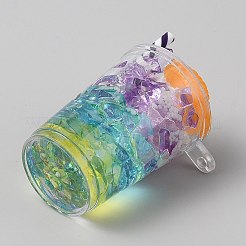 透明なアクリルパーツ  暗闇で光る  フルーツドリンク  ミディアム蘭  40x32.5x53~64mm  穴：2.5mm&nbsp;OACR-WH20007-01C-13