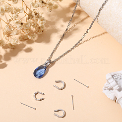 変色防止 スターリングシルバー ティアドロップペンダントベイル 4個 925個 ボールヘッドピン付き  s925スタンプあり  プラチナ  10x8x2.5mm  ピン：15.5x0.4mm&nbsp;STER-BBC0001-92