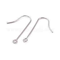 変色しにくい316サージカルステンレススチール製ピアスフック  水平ループ付き  ステンレス鋼色  28mm  穴：1.8mm  21ゲージ  ピン：0.7mm&nbsp;STAS-E027-02B-P