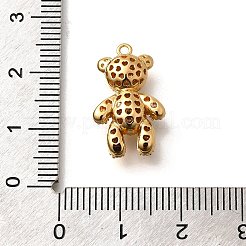 真鍮製マイクロパヴェキュービックジルコニアペンダント  クマのチャーム  18KGP本金メッキ  20x12x6mm  穴：1.2mm&nbsp;KK-K294-26G