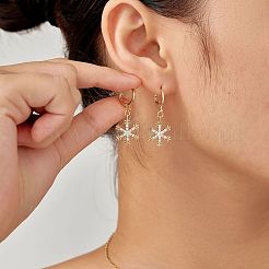 Elegant Brass Micro Pave Clear Cubic Zirconia Snowflake Hoop Earrings & Pendant Necklaces for Women&nbsp;ET8021-5