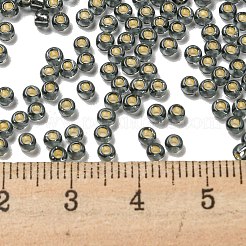 トーホー 8/0ラウンドビーズ  日本製シードビーズ  （29b）シルバーの裏地付きグレー  3mm  穴：1mm  約222個/10g&nbsp;X-SEED-TR08-0029B