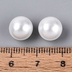 ABSパール調アクリルビーズ  穴がない  ラウンド  ホワイト  9.5mm  約1020個/500g&nbsp;OACR-S011-10mm-02