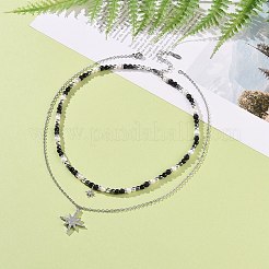 Clear Cubic Zirconia Star Pendant Necklaces Set&nbsp;NJEW-JN04150