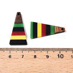 Jamaican Colour Epoxy Resin & Walnut Wood Pendants&nbsp;RESI-N039-122L