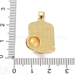 真鍮製エナメルペンダント  サッカーのチャーム  ゴールドカラー  アーチチャーム  22x17x5.5mm  穴：5x3mm&nbsp;KK-P352-05C-G