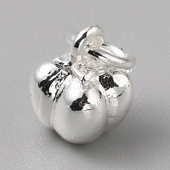 真鍮製チャーム  丸カン付き  銀  トマト  11x7.5x7mm  穴：4mm&nbsp;FIND-WH0159-63S-23