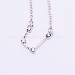 合金ラインストーンペンダントネックレス  星座/星座  プラチナ  水瓶座  17.95インチ（45.6cm）  16x27x3mm&nbsp;NJEW-WH0007-02A