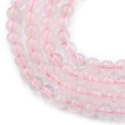 天然のローズクォーツラウンドビーズ連売り  4mm  穴：0.9mm  約90個/連  15インチ&nbsp;G-P072-05-4mm