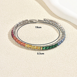Rainbow Brass Pave Cubic Zirconia Tennis Bracelets for Women Party and Special Occasions&nbsp;FS8107