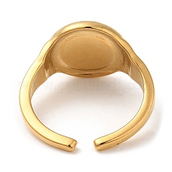 304ステンレススチールオープンカフリング  女性用フラットラウンドシグネットリング  18KGP本金メッキ  内径：17.8mm&nbsp;STAS-D085-09G