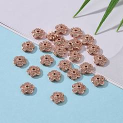 5 -petal真鍮マイクロクリアキュービックジルコニアビーズキャップ  カドミウムフリー＆ニッケルフリー＆鉛フリー  ローズゴールド本金メッキ  9x9x3mm  穴：1.5mm&nbsp;X-ZIRC-P001-31RG