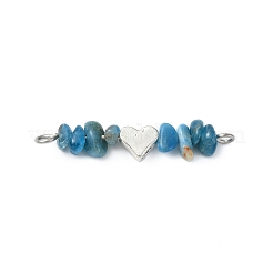 16Pcs 16 Styles Mixed Gemstone Chip Beaded with Brass Heart Connector Charms&nbsp;PALLOY-JF03059-02