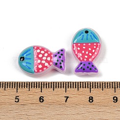 ペイントガラスビーズを焼く  魚  エナメル  クリムゾン  20x13x5.5mm  穴：1.4mm&nbsp;LAMP-F036-02H